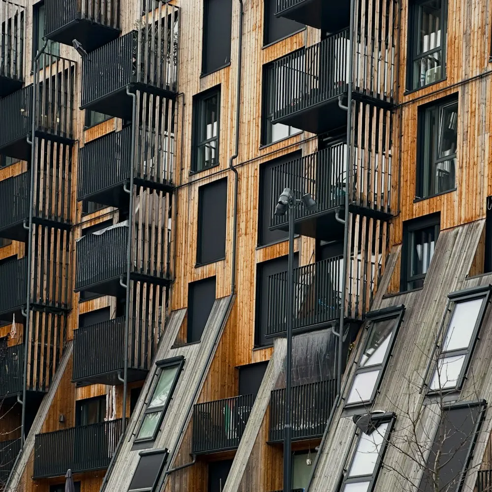 Modern timber-clad building